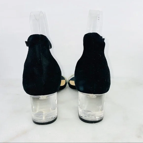 Steve Madden Black Vinyl Block Heel Sandals - Picture 4 of 9